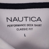 Nautica 90's small logo Button Up Short Sleeve Polo Shirt Large White