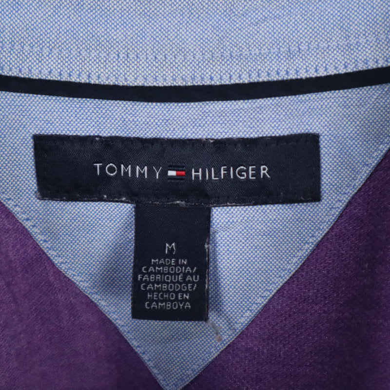Tommy Hilfiger 90's Quarter Button Short Sleeve Polo Shirt Medium Purple