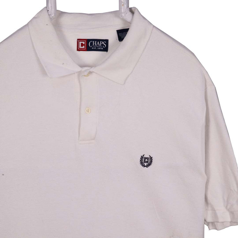 Chaps 90's Short Sleeve Button Up Polo Shirt XLarge White