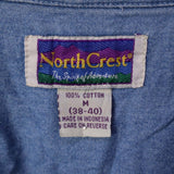 North Crest 90's Denim Long Sleeve Button Up Shirt Medium Blue