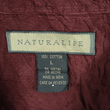 Naturalizer 90's Long Sleeve Button Up Corduroy Shirt Large Burgundy Red