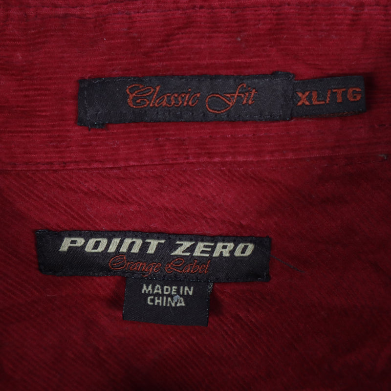 Point Zero 90's Corduroy Long Sleeve Button Up Shirt XLarge Burgundy Red