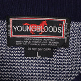 YoungBloods 90's Knitted Coogi Style Crewneck Jumper / Sweater Large Navy Blue