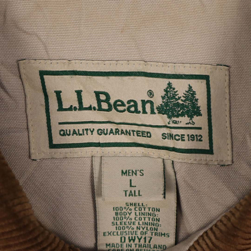 L.L.Bean 90's Corduroy Collar Button Up Trench Coat Large White