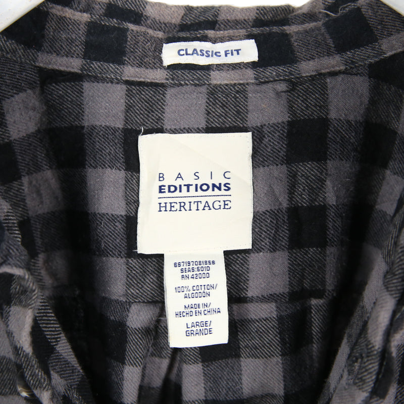 Basic Edition 90's Long Sleeve Check Lumberjack Shirt Large Black