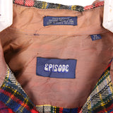 Episode 90's Tartened lined Fleece Button Up Long Sleeve Shirt Medium Blue