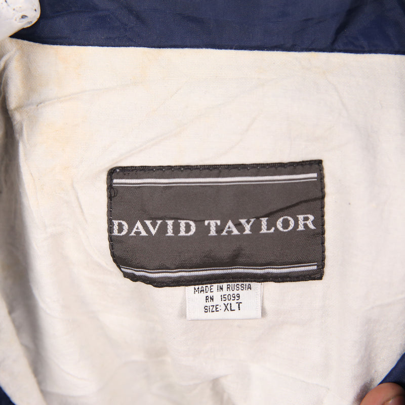 David Taylor 90's Waterproof Button Up Long Sleeve Varsity Jacket XLarge Blue