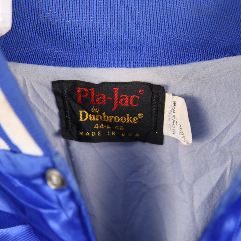 Dunbrooke 90's Bomber Nylon Button Up Varsity Jacket Large Blue