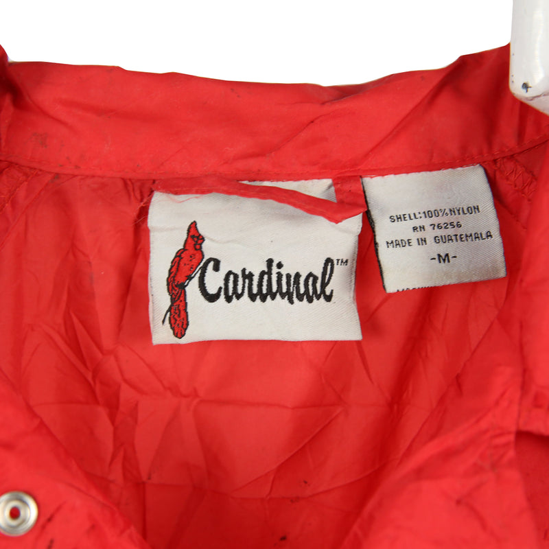 Cardinal 90's Las Vegas Nylon Button Up Bomber Jacket Medium Red