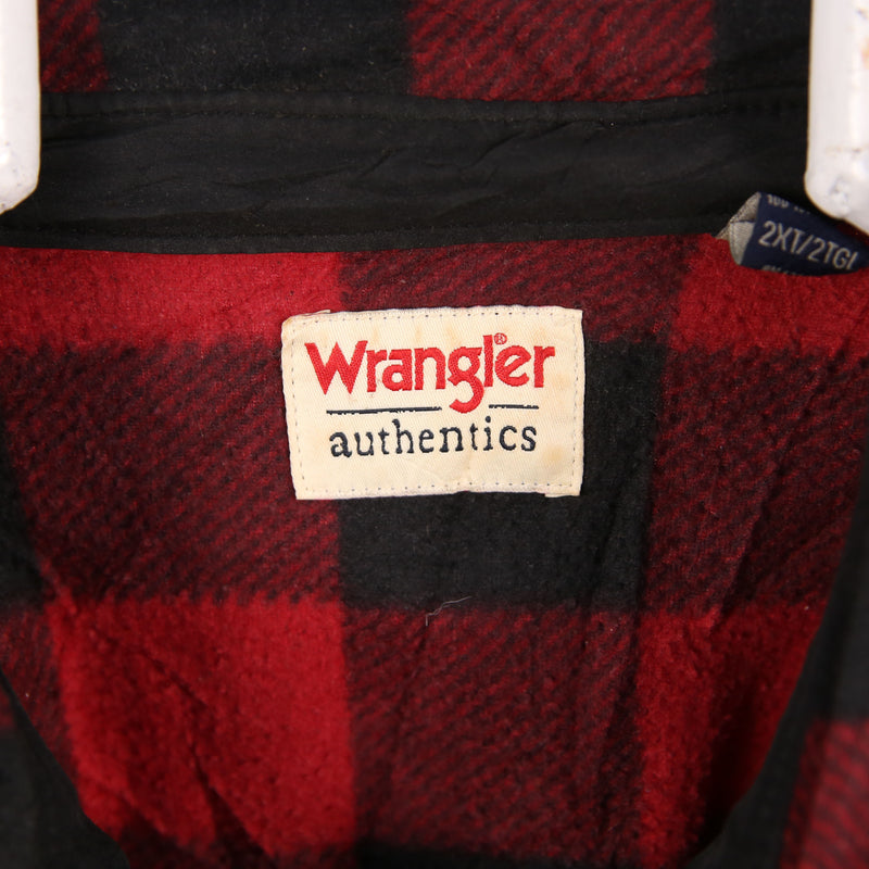 Wrangler 90's Fleece Long Sleeve Button Up Check Shirt XXLarge (2XL) Red