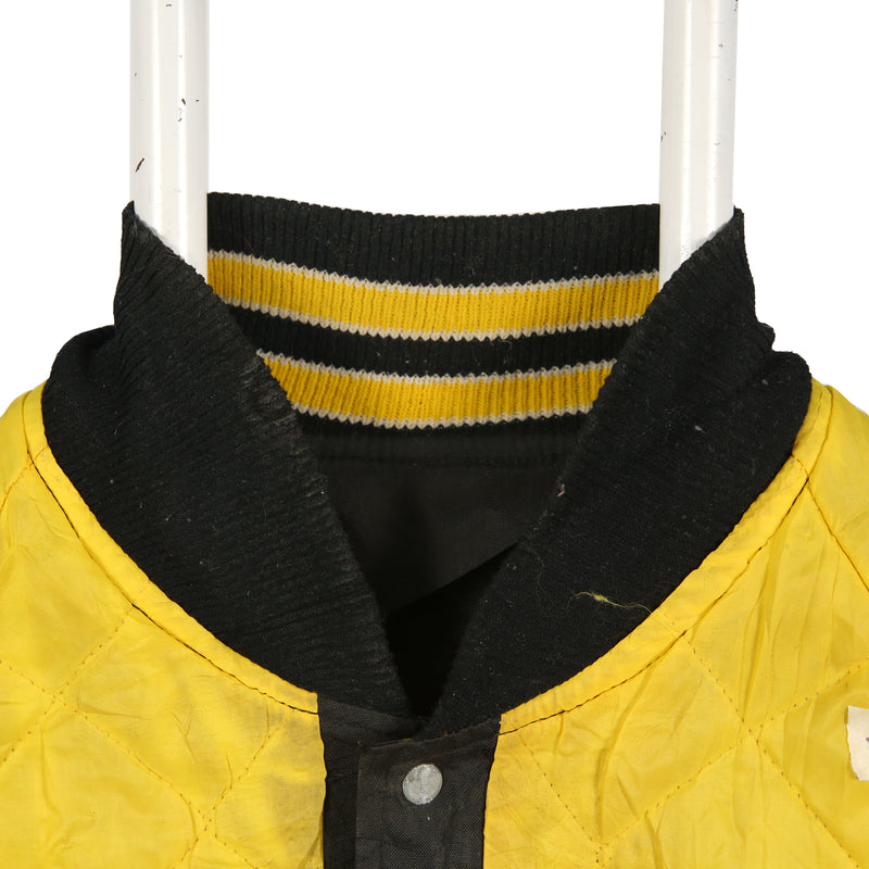 Augusta 90's Puffer Button Up Long Sleeve Bomber Jacket XLarge Yellow