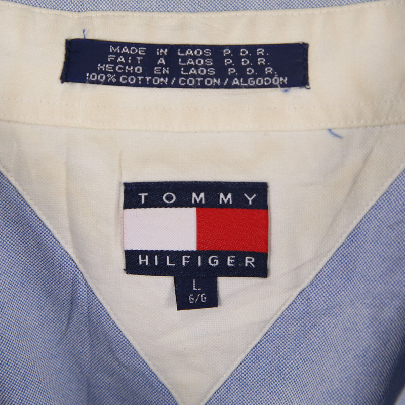 Tommy Hilfiger 90's Collared Button Up Long Sleeve Shirt Large Blue