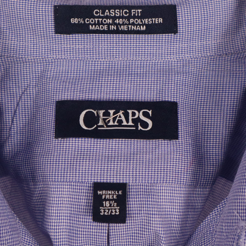 Chaps 90's Long Sleeve Button Up Plain Shirt Large Blue