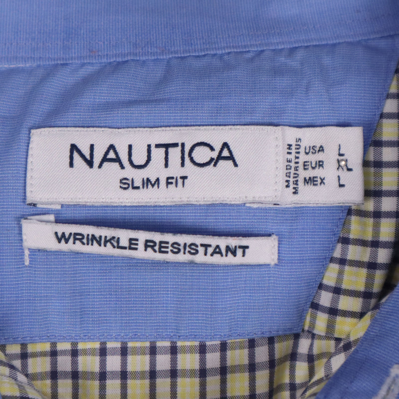 Nautica 90's Long Sleeve Button Up Check Shirt XLarge Yellow