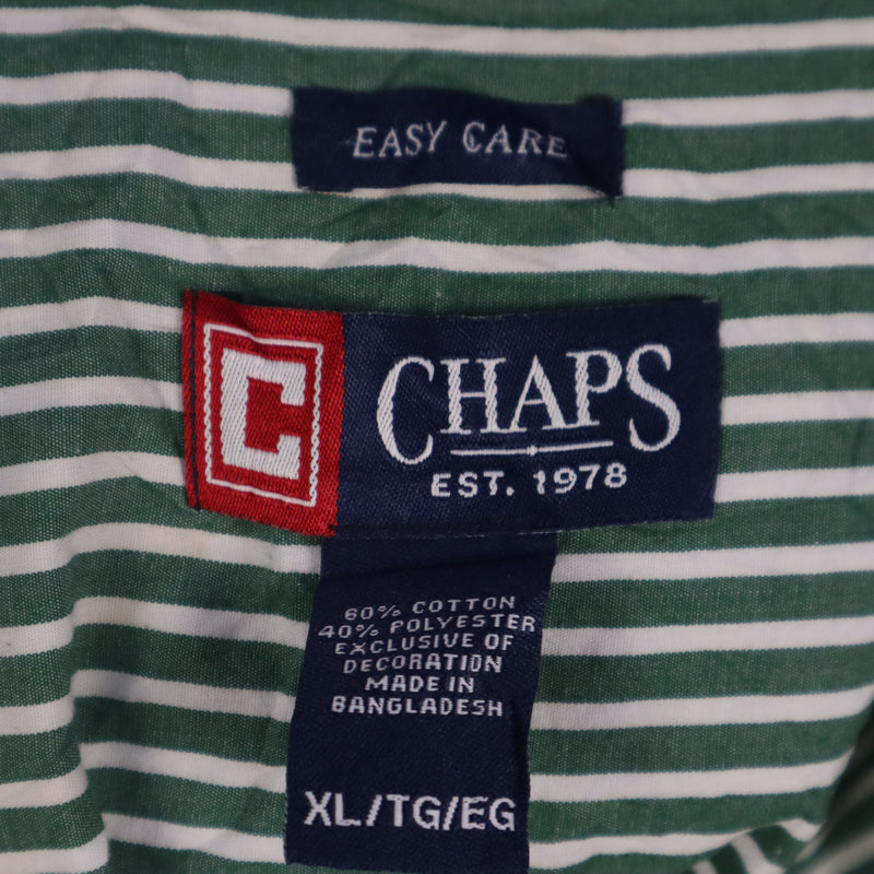 Chaps 90's Striped Button Up Long Sleeve Shirt XLarge Green