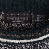 Graphix 90's Knitted Crewneck Jumper / Sweater XLarge Green