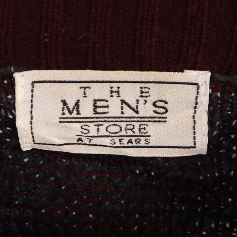 The Mens Store 90's Knitted Granddad Long Sleeve Jumper XLarge Burgundy Red