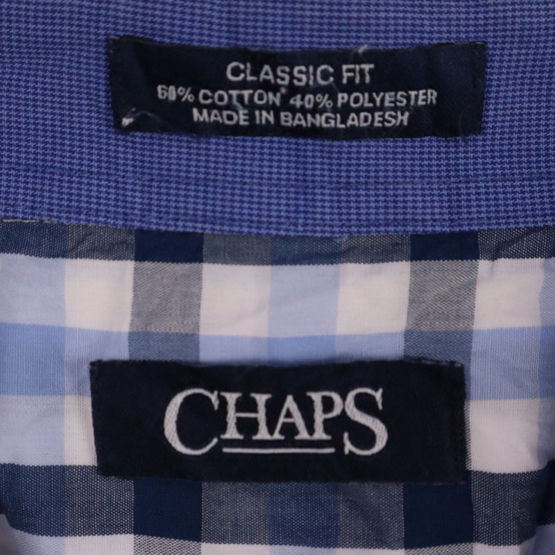 Chaps 90's Button Up Check Long Sleeve Shirt Large Blue