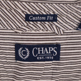 Chaps 90's Long Sleeve Button Up Striped Shirt Medium Grey