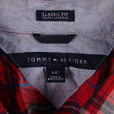 Tommy Hilfiger 90's Button Up Check Short Sleeve Shirt Large Red