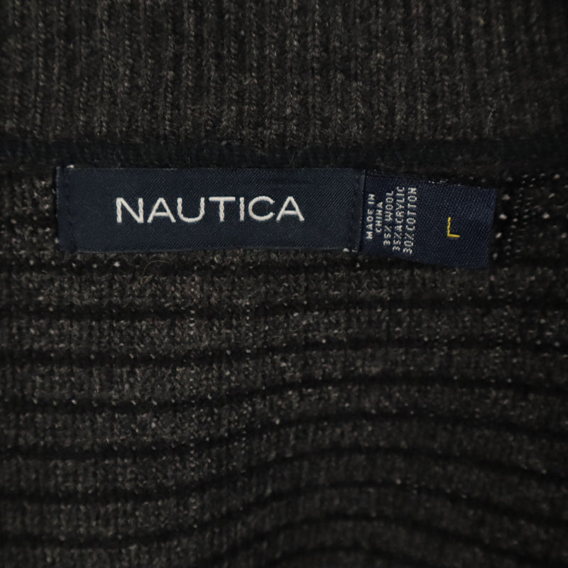 Nautica 90's Full Zip Up Knitted Jumper Large Grey