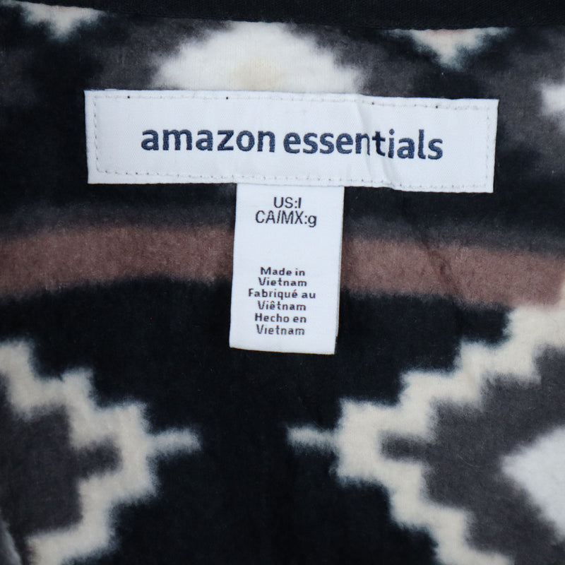 Amazon Essentials 90's Aztec Full Zip Up Fleece Jumper Large Black