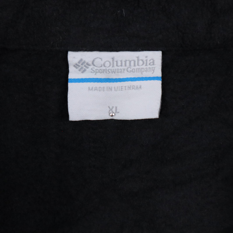 Columbia 90's Spellout Logo Zip Up Fleece Jumper XLarge Black