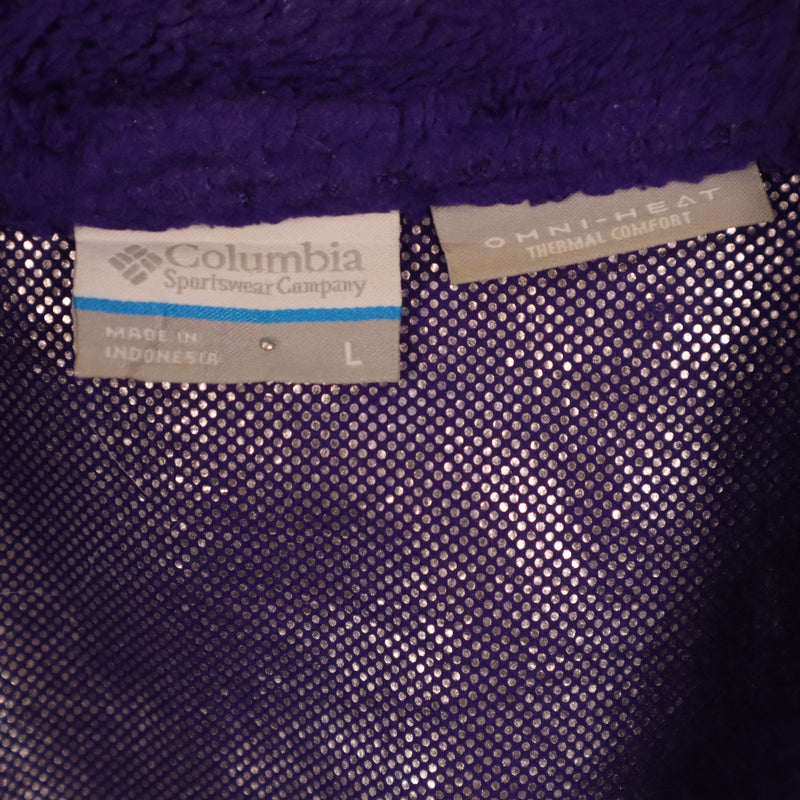 Columbia 90's Spellout Logo Zip Up Fleece Jumper Large Purple