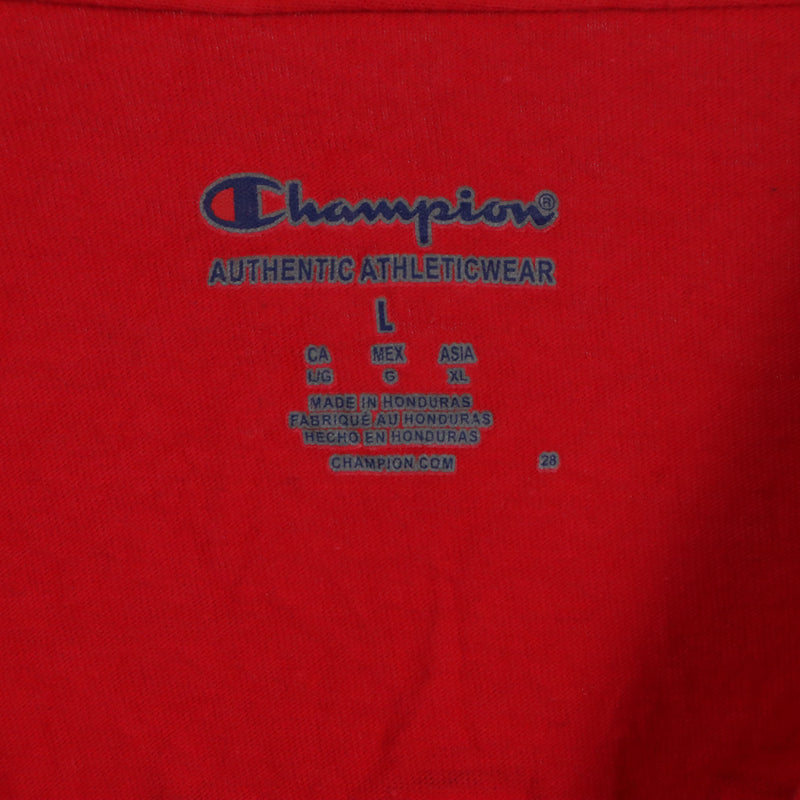 Champion 90's Back Print Short Sleeve Printed T Shirt Large Red