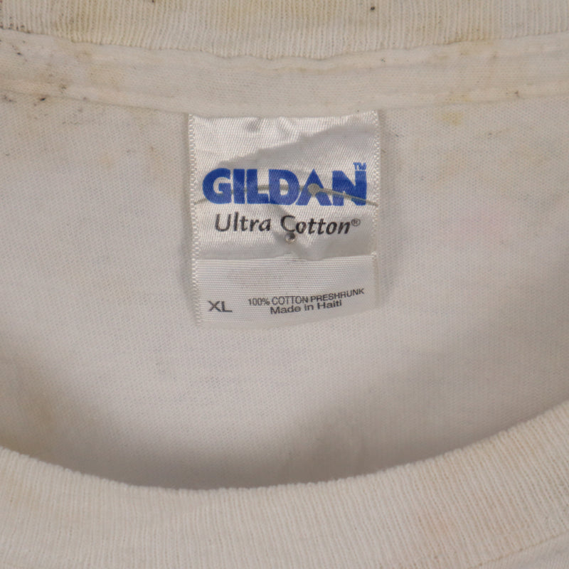 Gildan 90's Back Print Crewneck Short Sleeve T Shirt XLarge White
