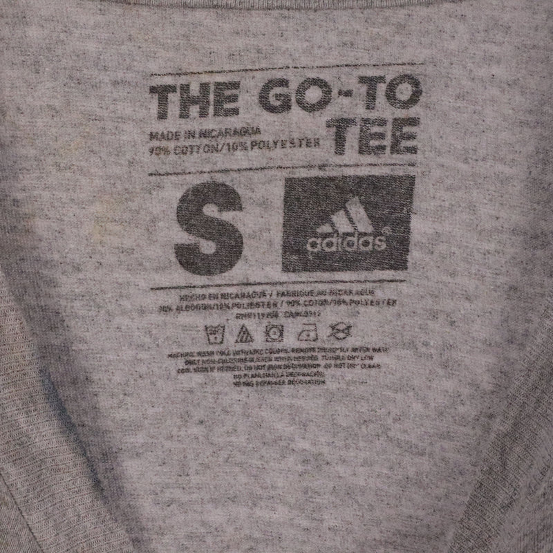 Adidas 90's Short Sleeve Printed Spellout Logo T Shirt Small Grey