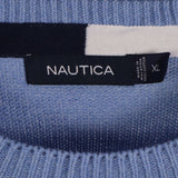 Nautica 90's Striped Long Sleeve small logo Jumper XLarge Blue