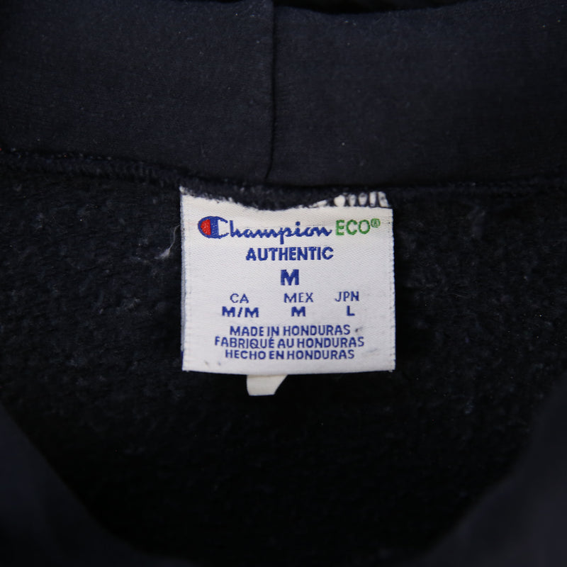 Champion 90's Drawstring Pullover Single Stitch Hooded Hoodie Medium Navy Blue