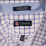 Chaps 90's Long Sleeve Button Up Check Shirt Large Purple