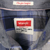 Wrangler 90's Button Up Striped Long Sleeve Shirt Medium Navy Blue