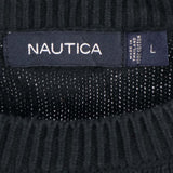 Nautica 90's Knitted Crewneck Jumper / Sweater Large Black