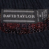 David Taylor 90's Coogi Style Knitted Crewneck Heavyweight Jumper / Sweater Medium Navy Blue
