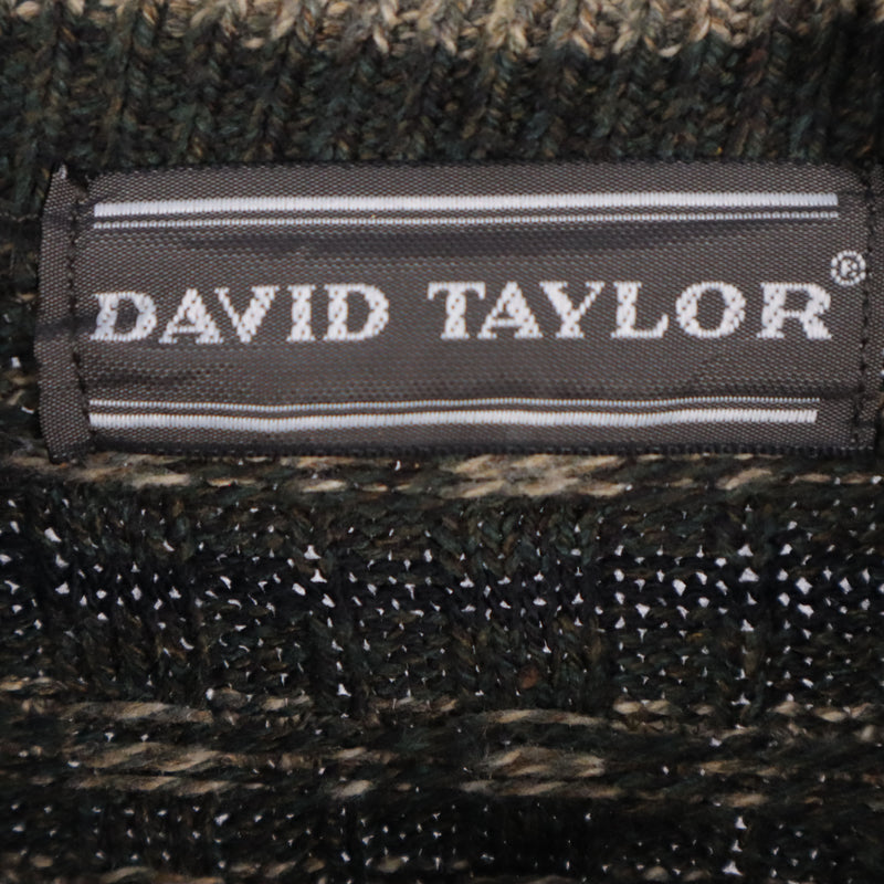 David Taylor 90's Knitted Heavyweight Crewneck Jumper / Sweater Large Khaki Green