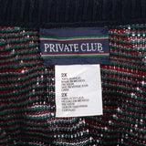 Private Club 90's Coogi Style Knitted Crewneck Jumper / Sweater XXLarge (2XL) Green