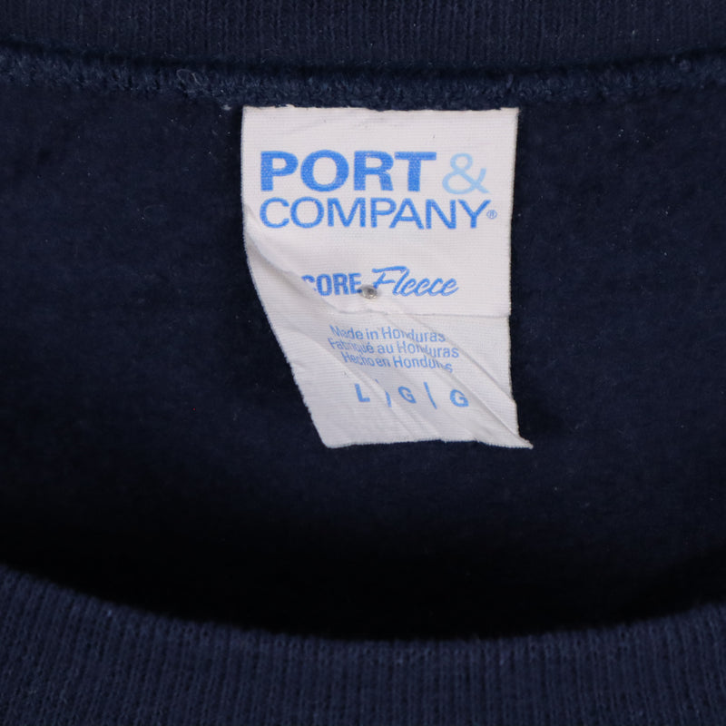 Port&Company 90's wisconsin Graphic Long Sleeve Crewneck Sweatshirt Large Navy Blue