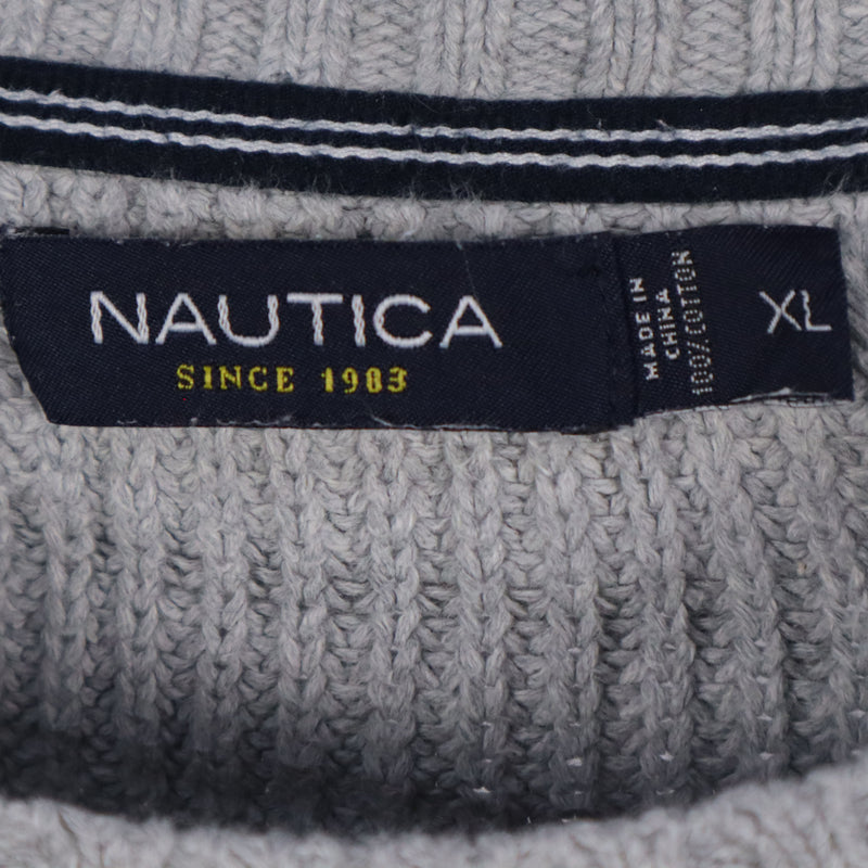 Nautica 90's Knitted Crewneck Jumper / Sweater XLarge Grey