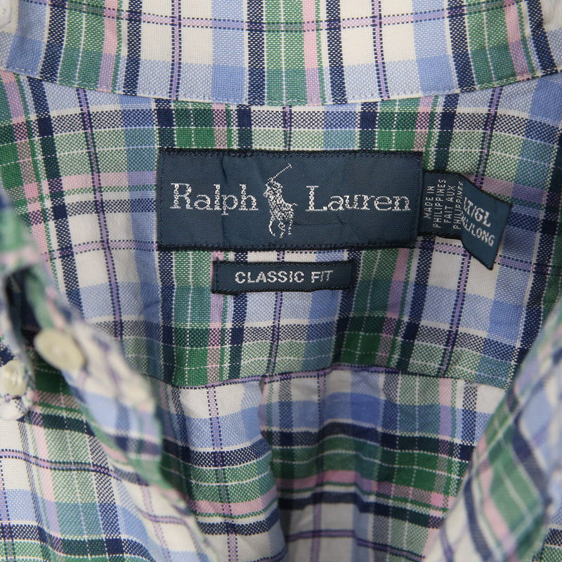 Ralph Lauren 90's Long Sleeve Button Up Shirt Large Blue