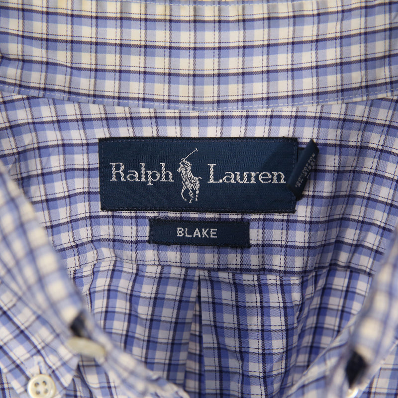 Ralph Lauren 90's Long Sleeve Button Up Check Shirt XLarge Blue