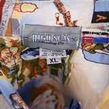 High Seas 90's Hawaiian Pattern Short Sleeve Button Up Shirt XLarge Beige Cream