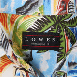 Lowes 90's Hawaiian Pattern Short Sleeve Button Up Shirt Small Blue