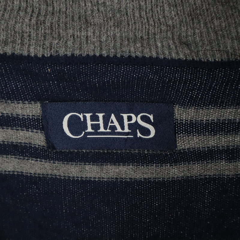 Chaps 90's Quarter Zip Ribbed Knitted Jumper / Sweater XXLarge (2XL) Navy Blue