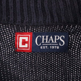 Chaps 90's Quarter Zip Ribbed Knitted Jumper / Sweater Medium Navy Blue