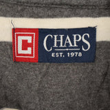 Chaps 90's Quarter Zip Striped Jumper / Sweater XLarge Grey