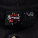 Harley Davidson 90's Printed Button Up Short Sleeve Polo Shirt XLarge Black