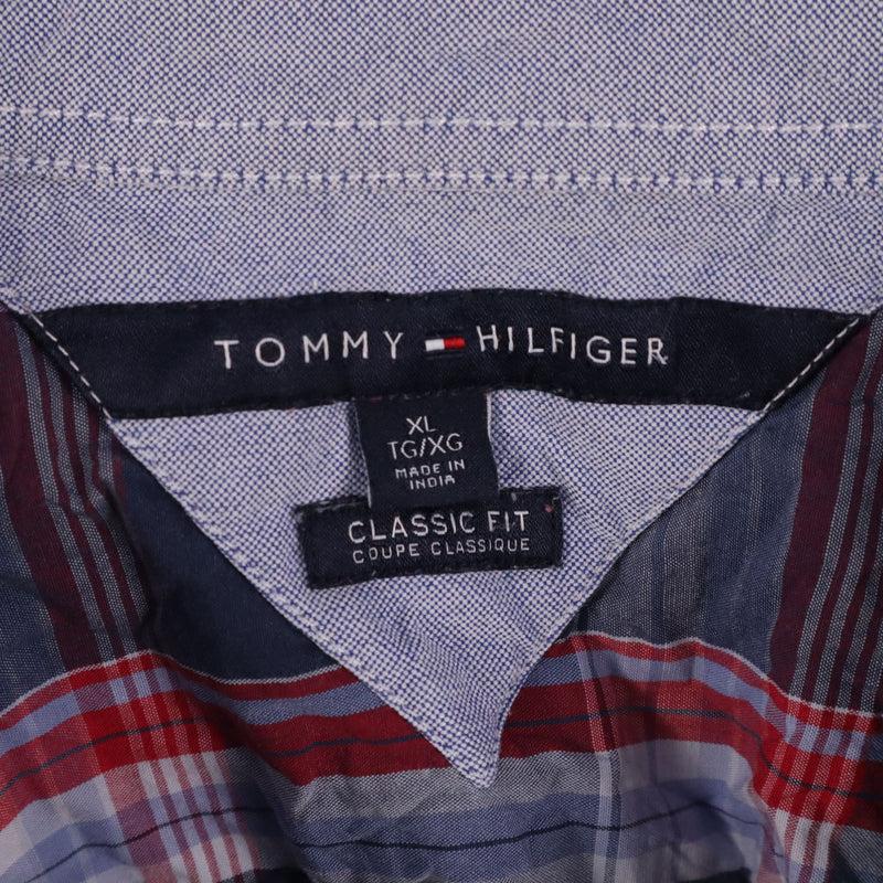 Tommy Hilfiger 90's Check Short Sleeve Button Up Shirt XLarge Navy Blue